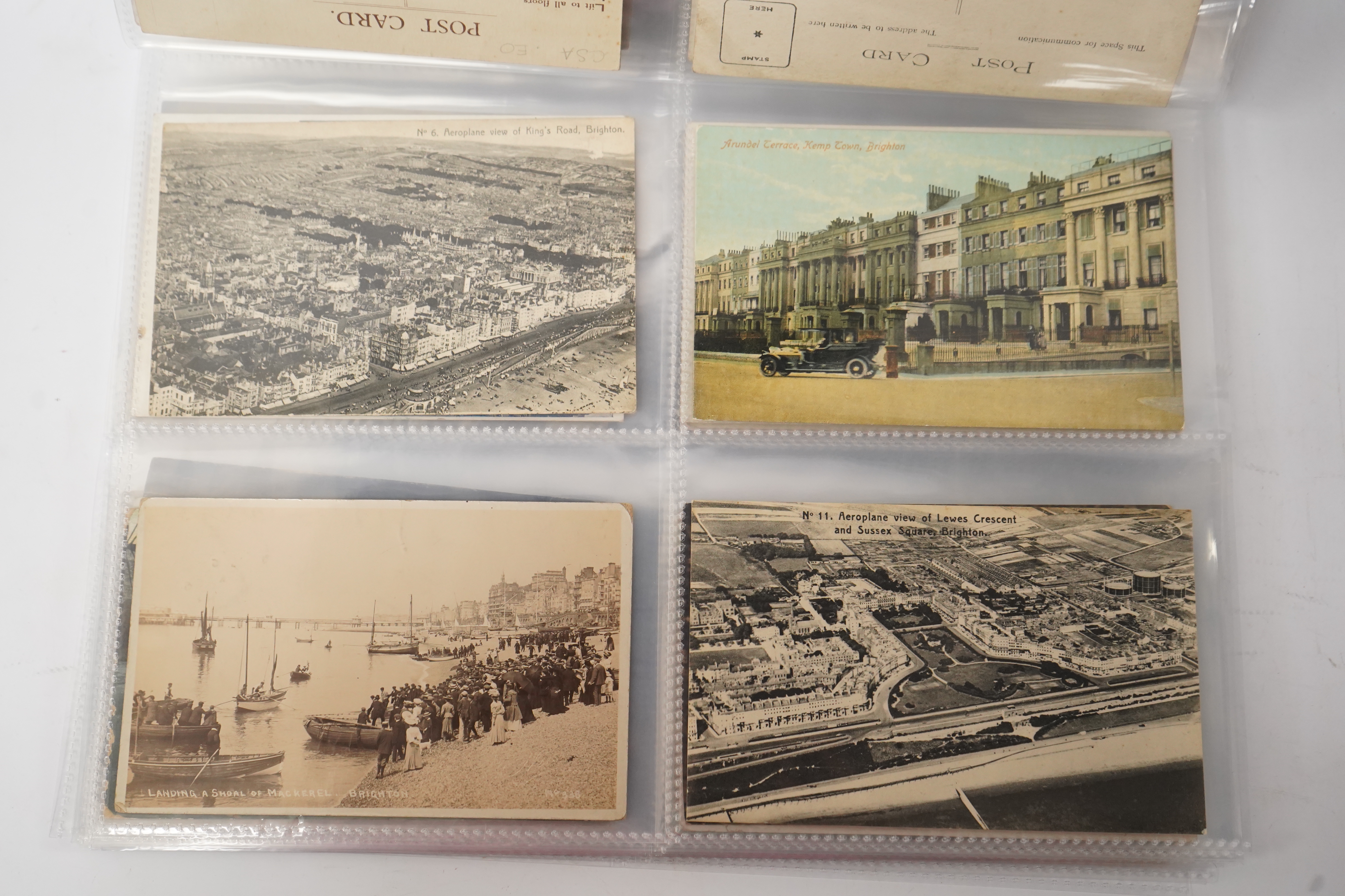 Brighton & Hove interest; a collection of one hundred and twelve assorted vintage postcards, mostly pre WW1, including novelty, shopfronts and Albion football matches